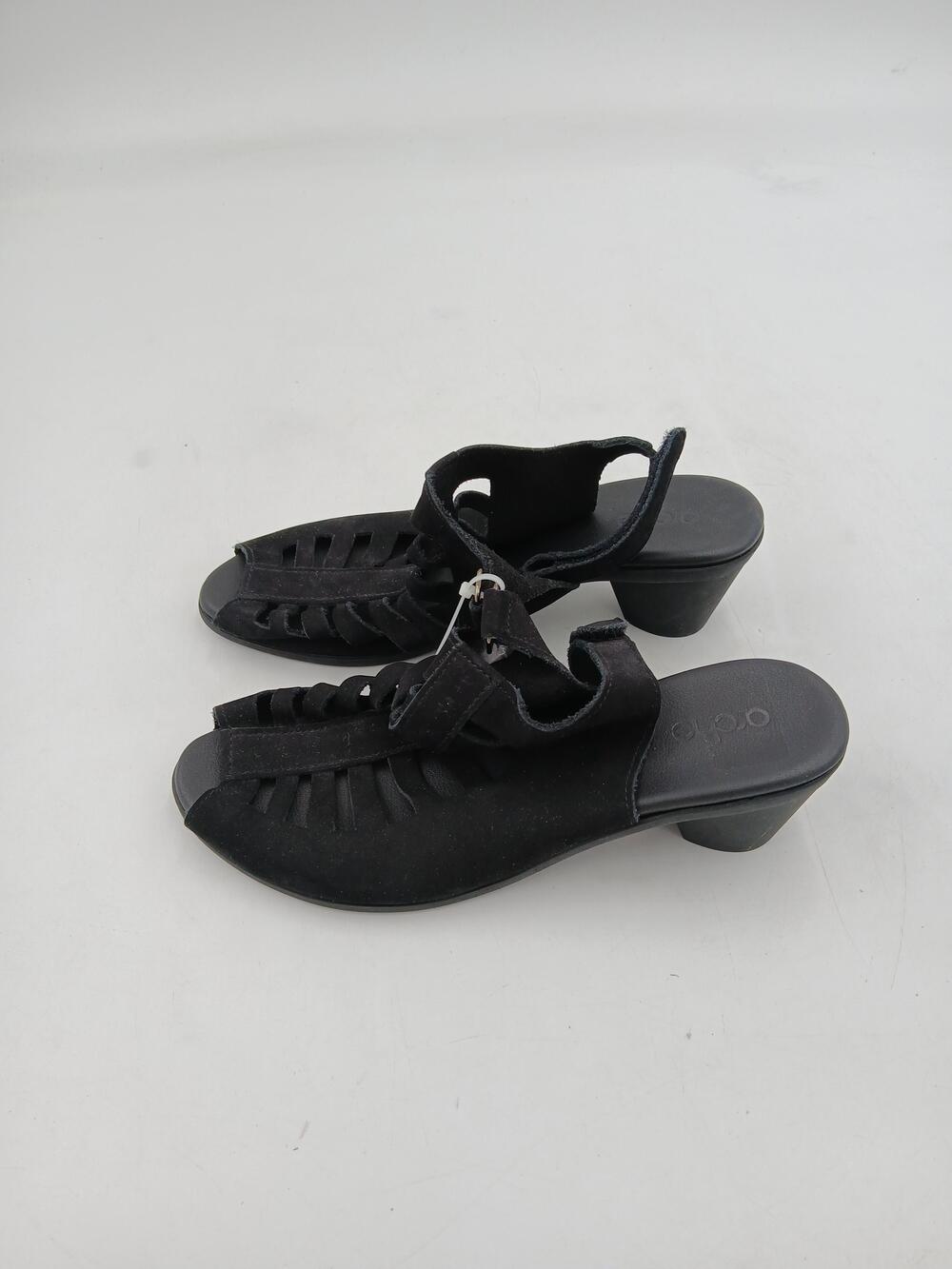 Arche Shoes Womens Size 7.5 Black Nubuck Slingback Sandals Comfort Block Heel